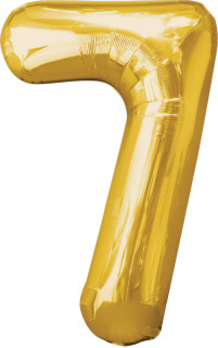 Folienballon XL gold H 86 x 58cm, Zahl 7