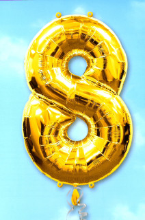 Folienballon XL gold H 86 x 58cm, Zahl 8