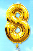 Folienballon XL gold H 86 x 58cm, Zahl 8