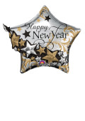 Folienballon Happy New Year Stern, silber/gold, 69xH61cm