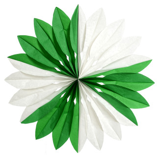 Faltrosette grün/weiss Ø60cm Papier, schwer entflammbar