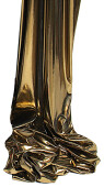 Glanzstoff Avenue gold B 150cm Rückseite schw.