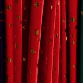 Star Night Stoff rot/gold 112cm Sterne gold 8-16mm Polyester