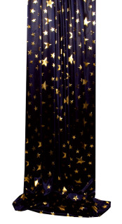 Giant Star Stoff blau/gold 150cm Sterne gold 3 - 7cm Polyester
