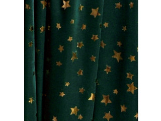 Giant Star Stoff grün/gold 112cm Sterne gold 3 - 7cm Polyester