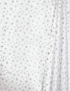 Stoff Kosmos 150cm weiss-silber 72% Polyester, 28% Folie