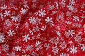 Snow Symphonie Stoff rot/weiss 145cm mit weissen Kristallen