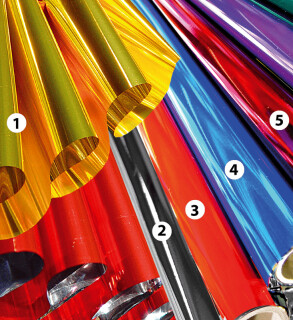 Metallic-Folie lila/silber 120cmx10m schwer entflammbar Lumifol 35my