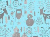 Geschenkpapier Happy Santa eisblau/silber, 50cm x 50m