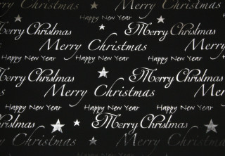 Geschenkpapier merry x-mas schwarz-silber, 50cm x 50m
