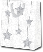 Geschenktaschen Sterne gr. weiss-si, 26 x 12,7 x 32,4cm...