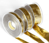 Lahnband gold 15mm x 25m/Rl. m. Drahtkante