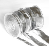 Lahnband silber 15mm x 25m/Rl. m. Drahtkante