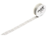 Band Glitter Stars woven 25mm x 15m, weiss-silber