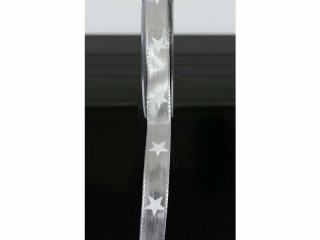 Band Whitestar 15mm silber Sterne weiss, L 20m
