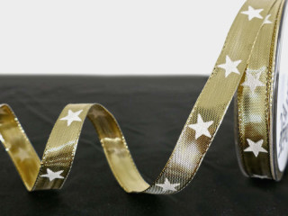 Band Whitestar 15mm gold Sterne weiss, L 20m