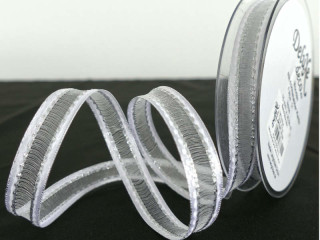 Band Organza weiss/silber 15 mit Satinkante, 15mm x 20m