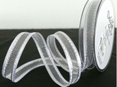 Band Organza weiss/silber 15 mit Satinkante, 15mm x 20m