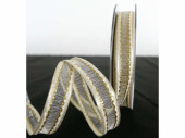 Band Organza crème/gold 15 mit Satinkante, 15mm x 20m