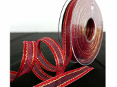 Band Organza rot/gold 15 mit Satinkante, 15mm x 20m