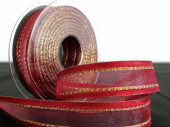 Band Organza rot/gold 25 mit Satinkante, 25mm x 20m