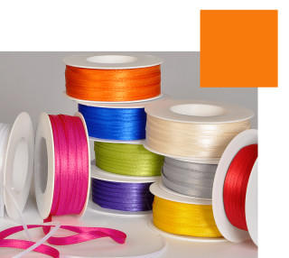 Doppelsatinband orange 3mm breit x 50m/Rolle