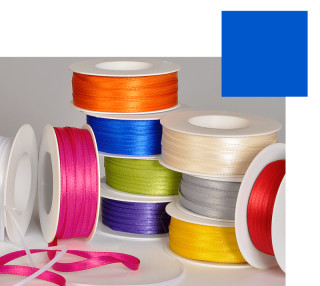 Doppelsatinband mittelblau 3mm breit x 50m/Rolle