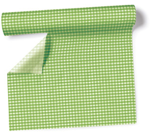 Tischläufer/Tischset Vichy 40cmx3.6m/Rolle grün/weiss perforiert für 12 Tischsets