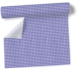 Tischläufer/Tischset Vichy 40cmx3.6m/Rolle lila/weiss perforiert für 12 Tischsets