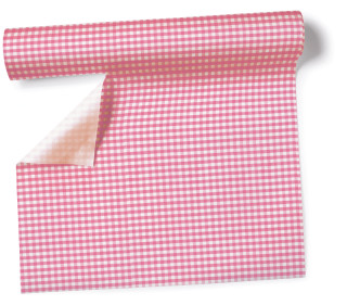 Tischläufer/Tischset Vichy 40cmx3.6m/Rolle rosa/weiss perforiert für 12 Tischsets