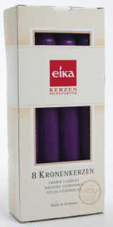 Kronenkerzen aubergine 19cm hoch x 2.1cm 8 Stk./Krt