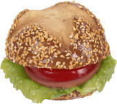Sesambrötchen belegt mit Salat, Tomate, Wurst...