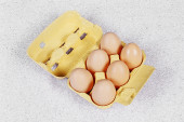 Eier beige 6 Stück im Karton 15cm, Eier 6,5cm