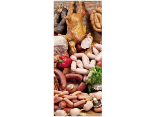 bannière textile saucisson rouge-brun 75 x 180cm, ourlet tunnel en haut+en bas