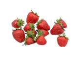 Erdbeeren 12er Set rot mit Blättern, 4 - 5cm