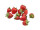 Erdbeeren 12er Set rot mit Blättern, 4 - 5cm