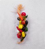 Gemüsezopf gross bunt 55cm 22-tlg. PVC