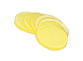 Zitronen-Scheibe gelb 6erSet Ø 6cm PVC