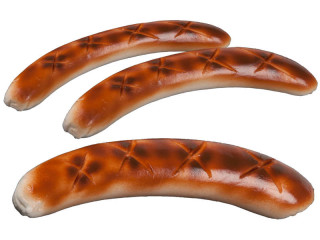 Bratwurst weiss gegrillt "Kreuzschnitte" 3 Stück, Ø 3 x 16,5cm