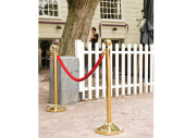 Personenleitsystem Classic Stange 100cm gold Kugel-Spitze, 4-Wege-Halter