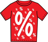 T-Shirt "%Zeichen" rot/weiss Grösse L...