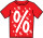 T-Shirt "%Zeichen" rot/weiss Grösse L Baumwolle