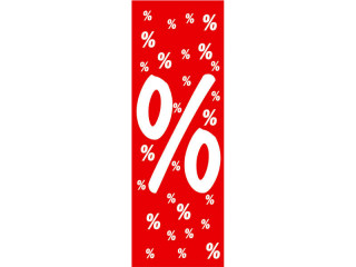 Banner %-Zeichen rot/weiss 48 x 138cm Papier