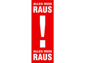 Banner Alles muss RAUS! 48x138cm Papier rot/weiss 