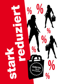 Plakat stark reduziert DIN A1 59.4x84cm Papier mit Frauen/Prozentzeichen