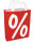 Deko-Tasche %-Zeichen 30x10x46cm rot-weiss PVC-Opalfolie