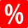 Hänger %-Zeichen rot/weiss 48x48cm inkl. 2 C-Haken PVC
