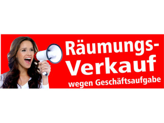 Ankleber Frau mit Megaphone Räumungsverk. Geschäftsaufg. 90 x 30 cm Klebefolie