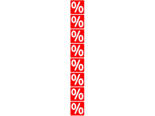 Ankleber %-Zeichen x8 13x99cm senkrecht Klebefolie rot/weiss