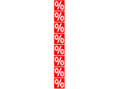 Ankleber %-Zeichen x8 13x99cm senkrecht Klebefolie rot/weiss